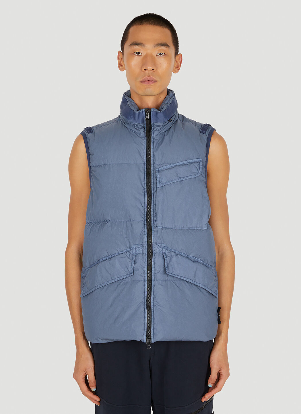Stone Island Compass Patch Down Sleeveless Jacket in Blue LN CC