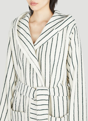 Striped Hooded Bath Robe Tekla Striped Hooded Bath Robe White tek0353009
