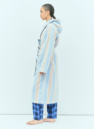 Tekla Striped Hooded Bathrobe Blue tek0355010