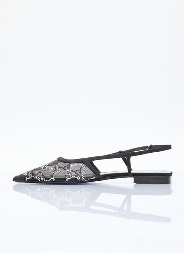 Gucci GG Crystal Slingback Flats Black guc0255061