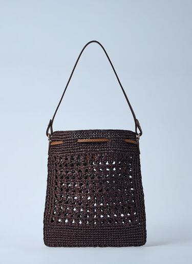 Miu Miu Mini Woven Logo Motif Bag Brown miu0260029