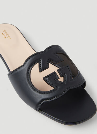 Gucci Interlocking G Cut-Out Sandals Black guc0250113