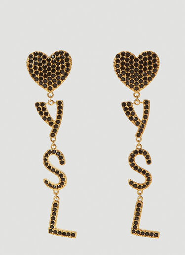 Saint Laurent Crystal-Embellished Clip-On Earrings Black sla0241103