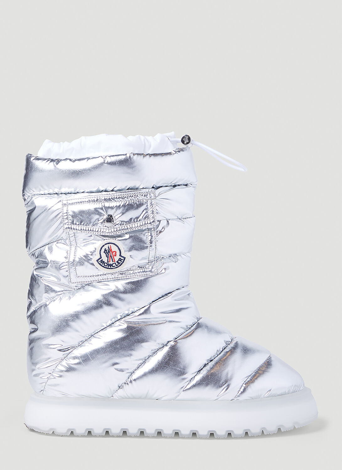 Shop Moncler Gaia Pocket Mid Snow Boots In Silver