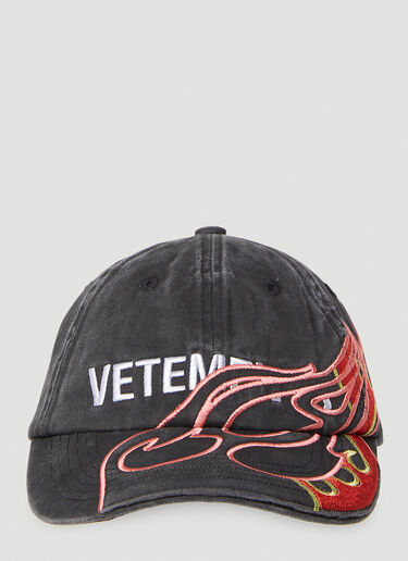 Vetements 플레임 로고 베이스볼 캡 블랙 vet0154017