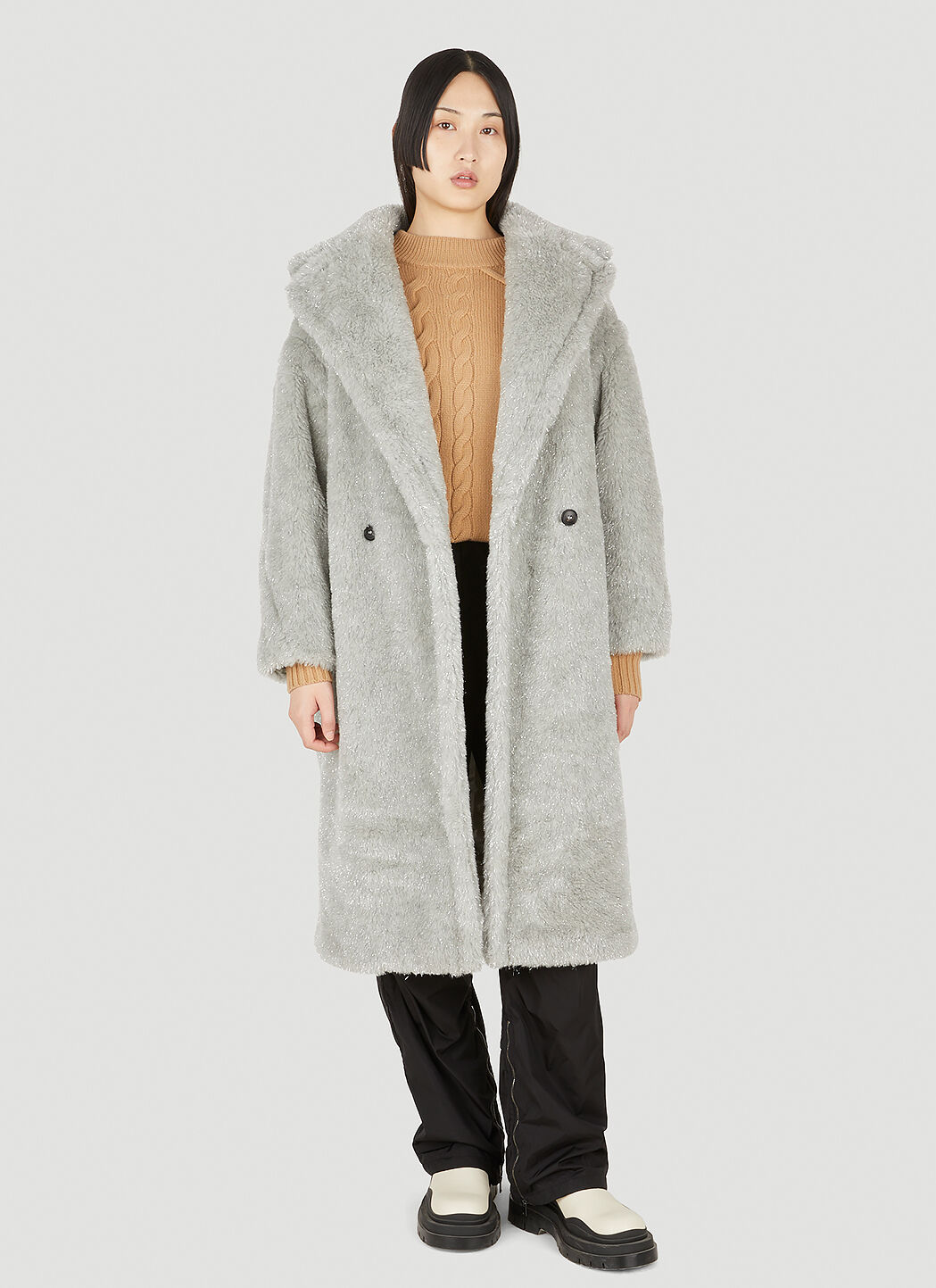 Max Mara Arco Teddy Coat in Grey LN CC