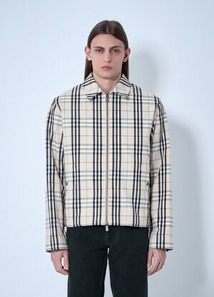 Burberry Check Cotton Harrington Jacket Dark Brown bur0159015