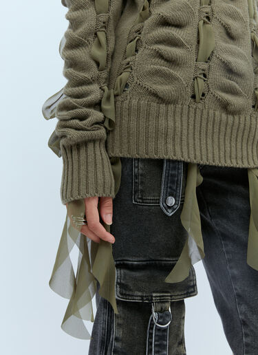 시폰 인서트 울 스웨터 Blumarine 시폰 인서트 울 스웨터 그린 blm0253007