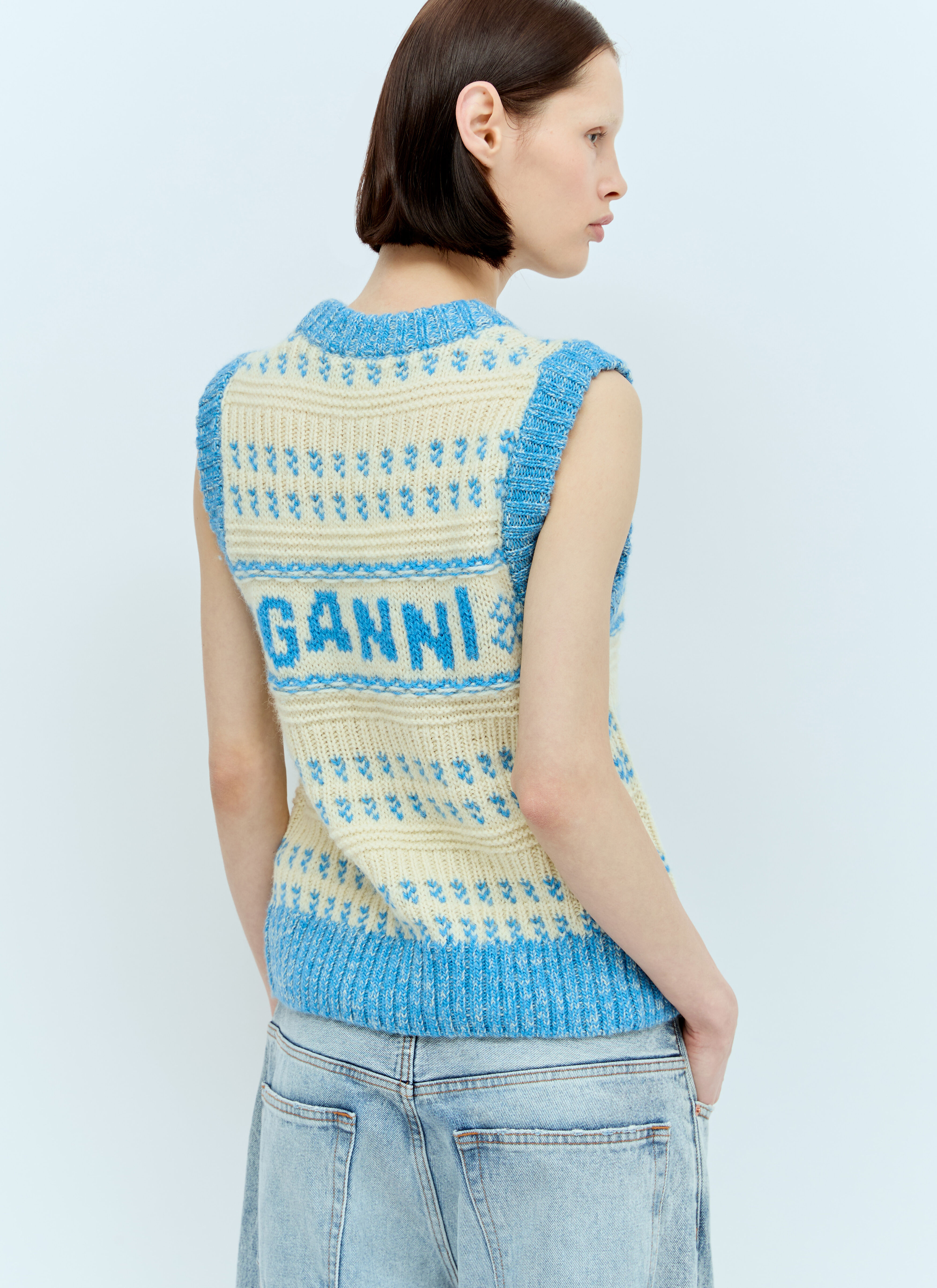 GANNI Women's' Graphic O-Neck Vest in Blue | LN-CC®