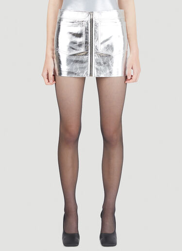 Saint Laurent Metallic Mini Skirt Silver sla0246007