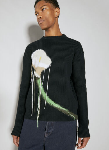 Intarsia Wool Knit Sweater Lanvin Intarsia Wool Knit Sweater Black lnv0154002