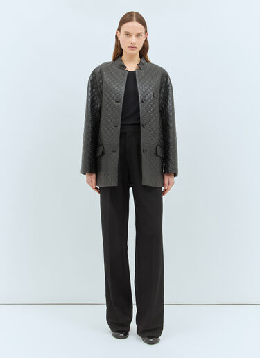 Gucci GG Embossed Leather Jacket Black guc0258007