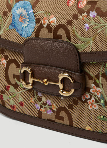 Gucci Embroidered Jumbo GG 1955 Horsebit Shoulder Bag Camel guc0250146