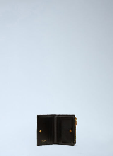 Saint Laurent Monogram 细纹粒面皮革拉链卡包 黑 sla0237053