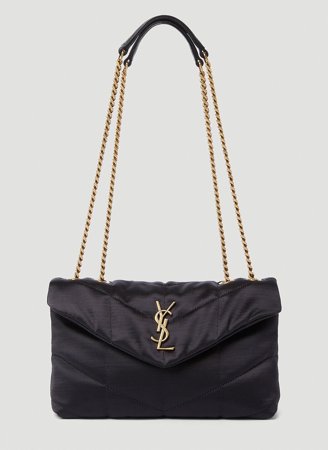 Saint laurent logo plaque quilted shoulder bag 2025