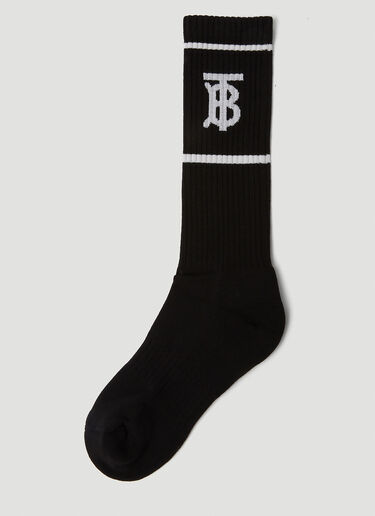 Burberry Monogram Motif Intarsia Cotton Blend Socks Black bur0149107