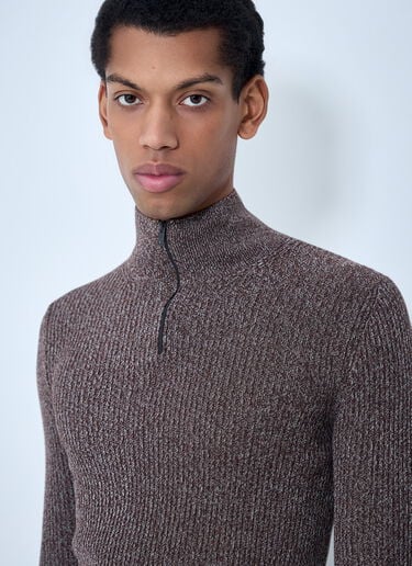 Prada High Neck Zip Sweater Brown pra0163055