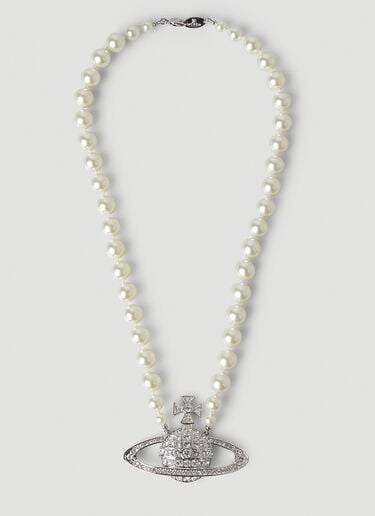 Vivienne Westwood Bas Relief Pearl Necklace Silver vvw0348010