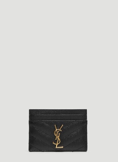 Saint Laurent Monogram Grain de Poudre Matelassé Card Case Black sla0229037