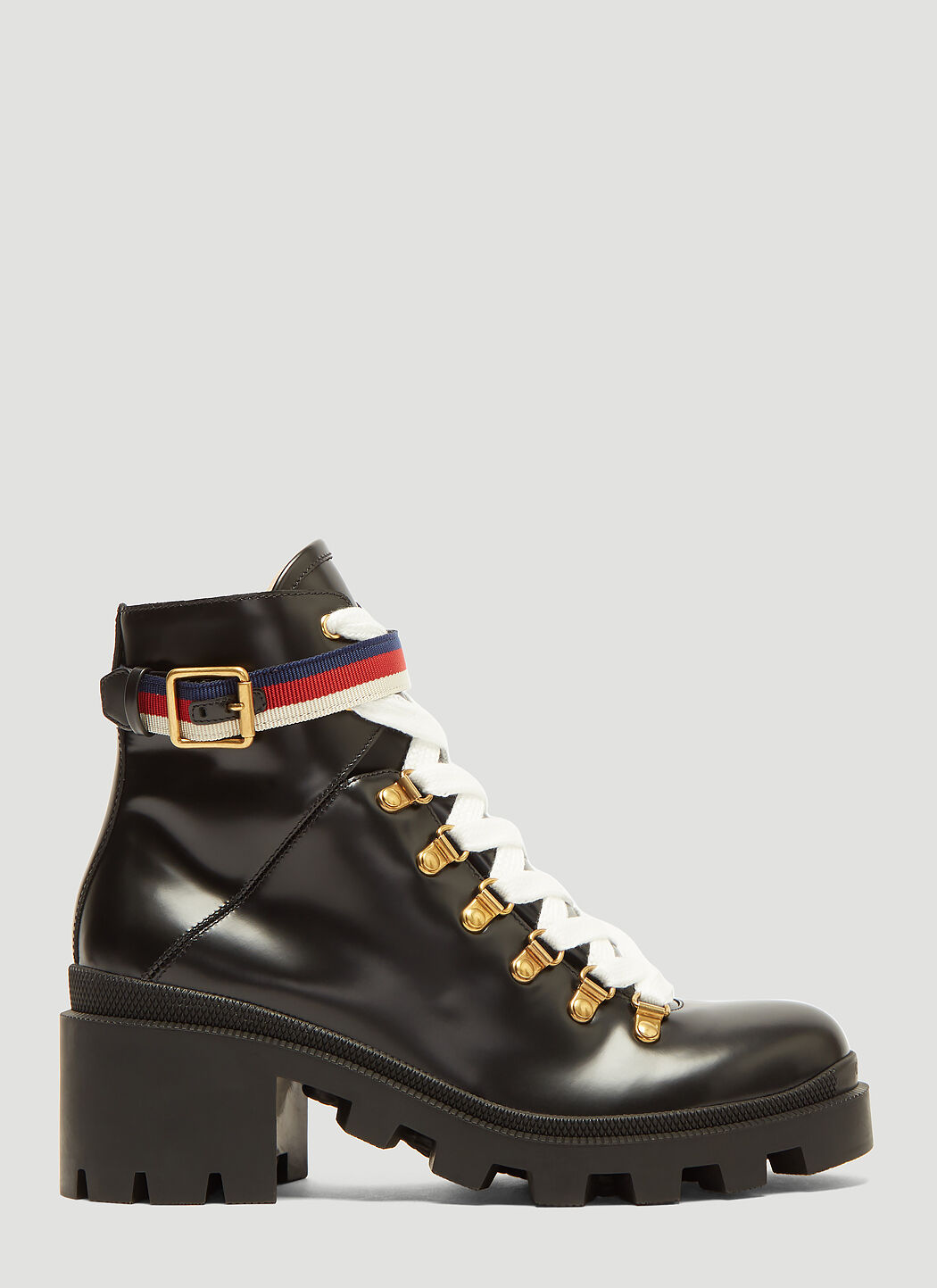 Gucci Trecking Heeled Ankle Boot in Black LN CC