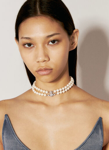 Vivienne Westwood Graziella 珍珠贴颈项链 银色 vww0256020