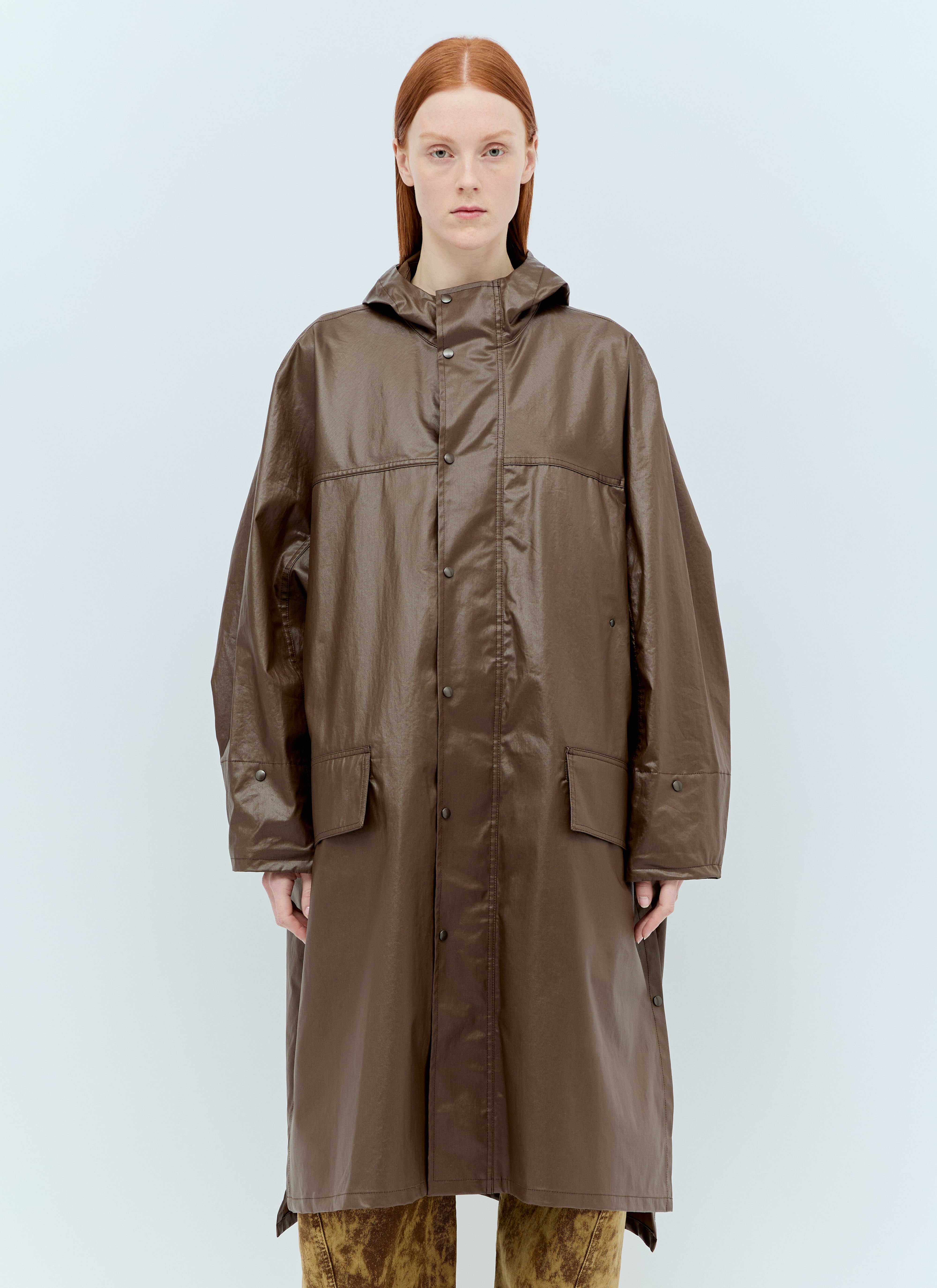 The Row Hooded Wax Rain Coat Beige row0256001