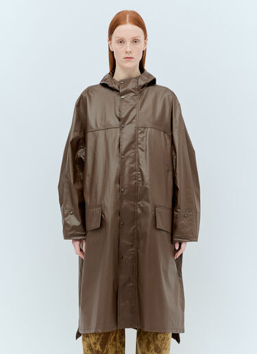 Lemaire Hooded Wax Rain Coat Brown lem0256001