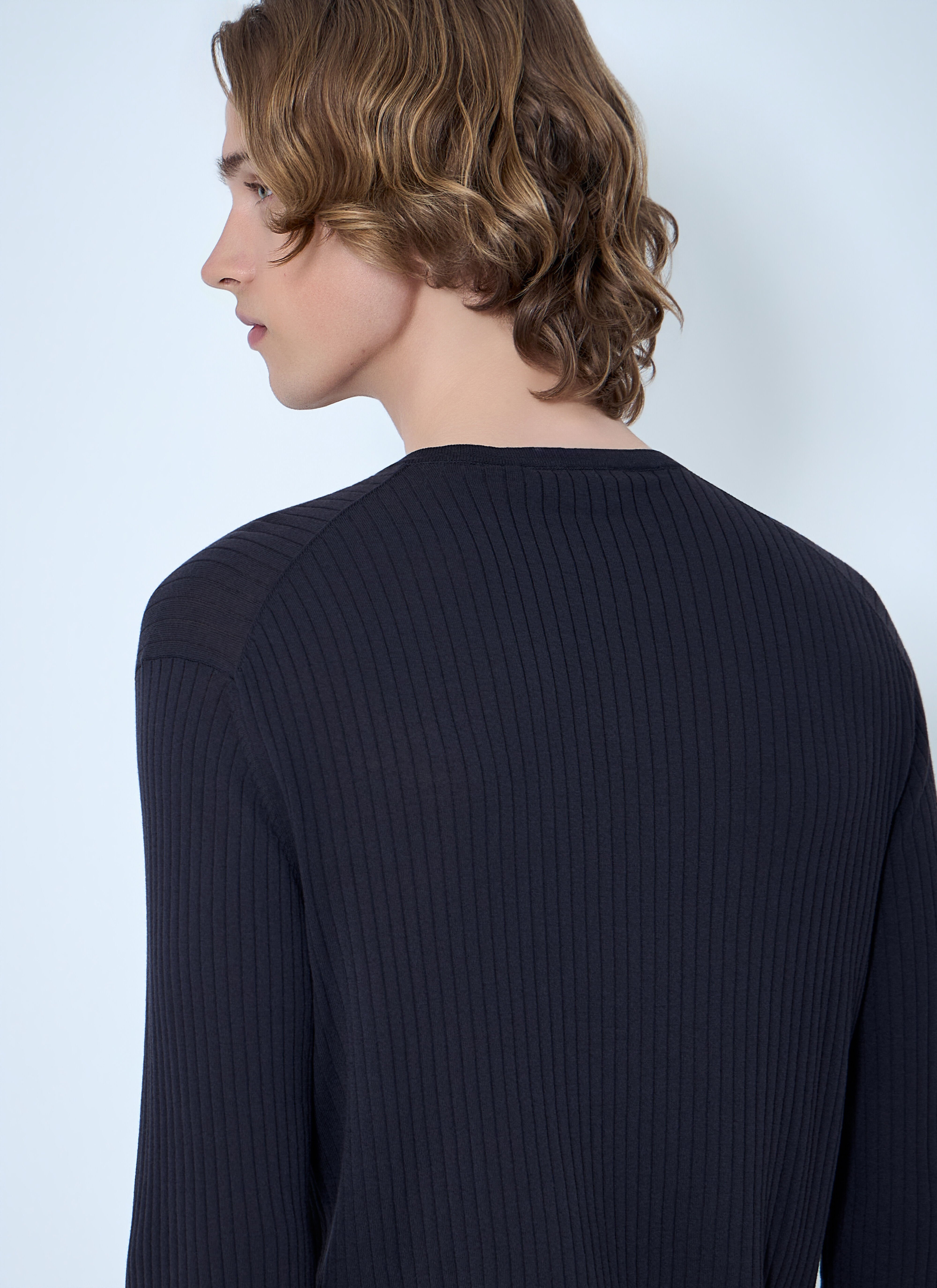 Our Legacy Men's' Fine Knit Cotton Crepe Henley in Black | LN-CC®