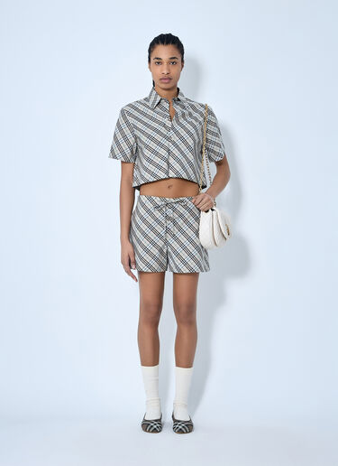 Burberry Check Drawstring Shorts Beige bur0259010