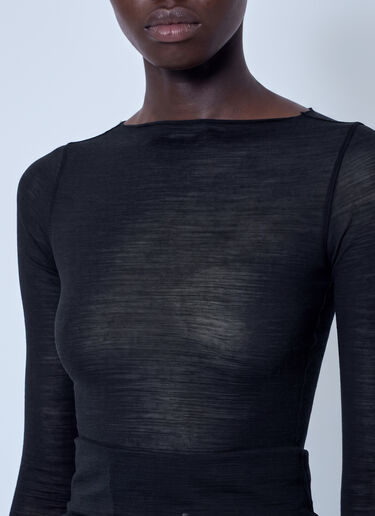 LN-CC® - Rick Owens: Long Sleeve Wool Silk Tee - Black Rick Owens Long Sleeve Wool Silk Tee Black ric0266009