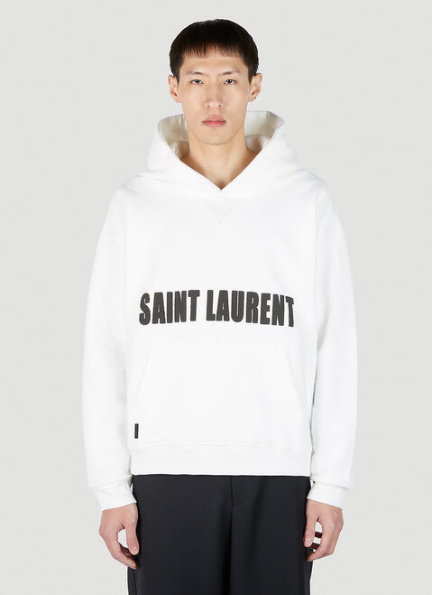 Saint Laurent Logo Print Hooded Sweatshirt White sla0151029