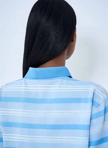 Prada Striped Polo Shirt with Drawstring Hem Blue pra0264038