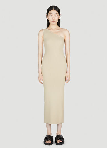 TOTEME One-Shoulder Ribbed Dress Beige tot0253025