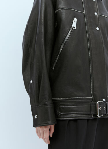 KHAITE Herman Leather Biker Jacket Black kha0253005