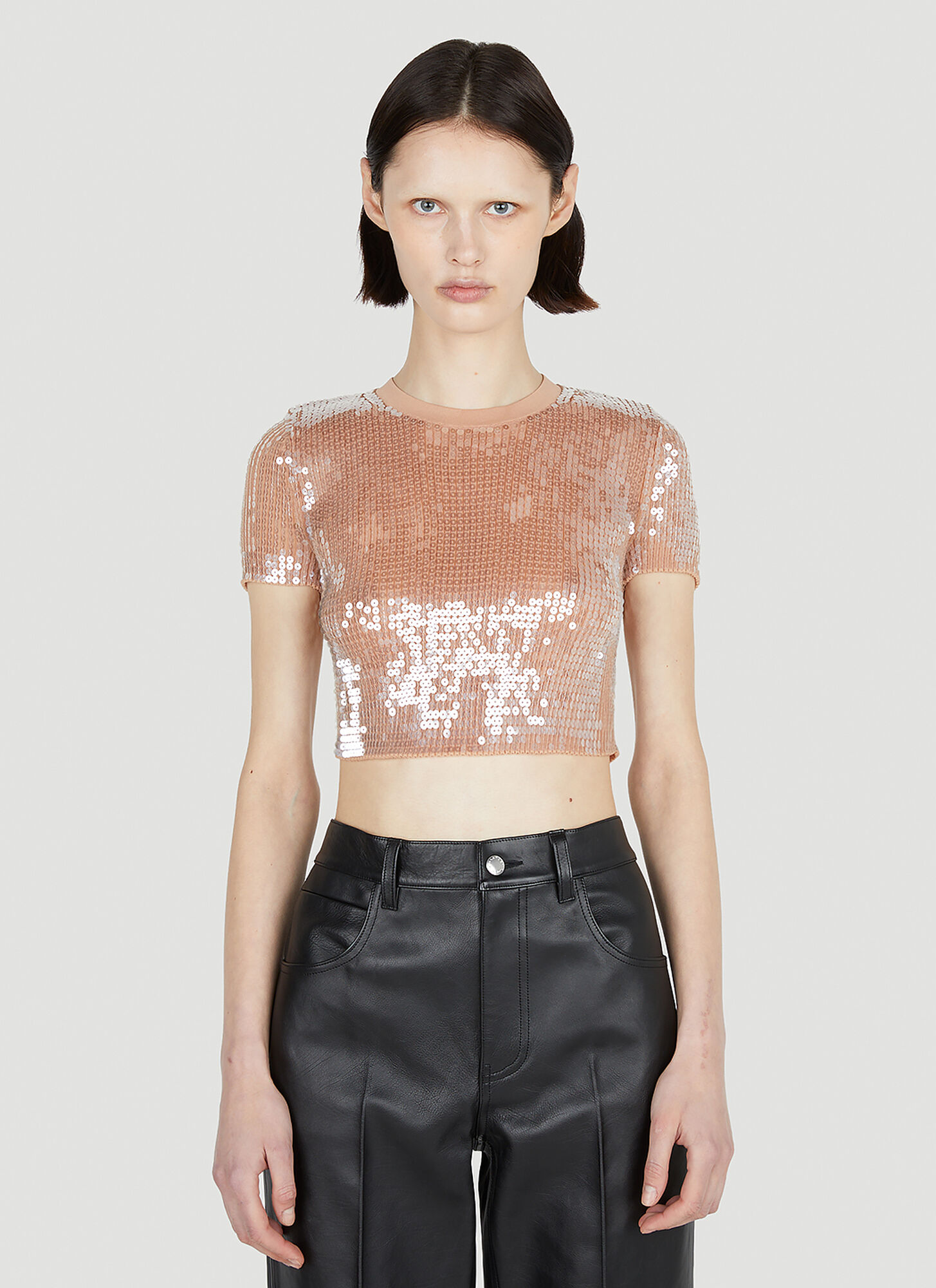 Alexander Wang Sequin Embellished Crewneck T In Flax