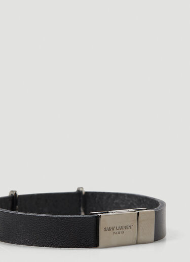 Saint Laurent Leather Bracelet Black sla0347002