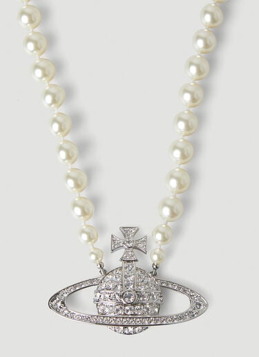 Vivienne Westwood Bas Relief Pearl Necklace Silver vvw0348010