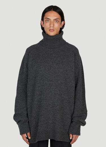 Raf Simons 高翻领贴饰毛衣 深灰色 raf0152012