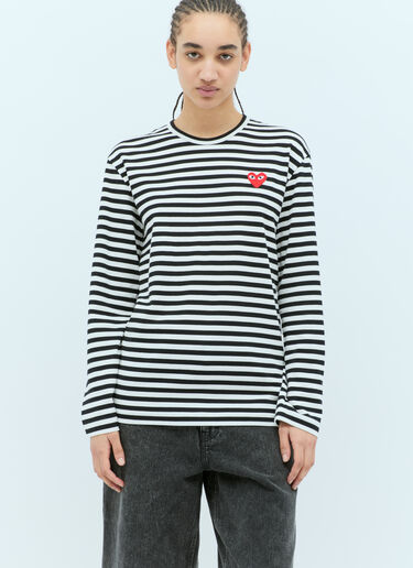 Comme Des Garçons PLAY Striped Long-Sleeve T-Shirt Black cpl0355015