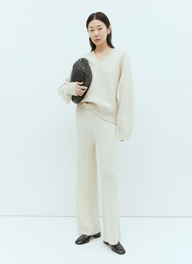 TOTEME Cable Knit Pants Beige tot0255021