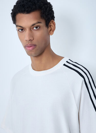 Y-3 Striped Shoulder Cotton T-Shirt White yyy0364029