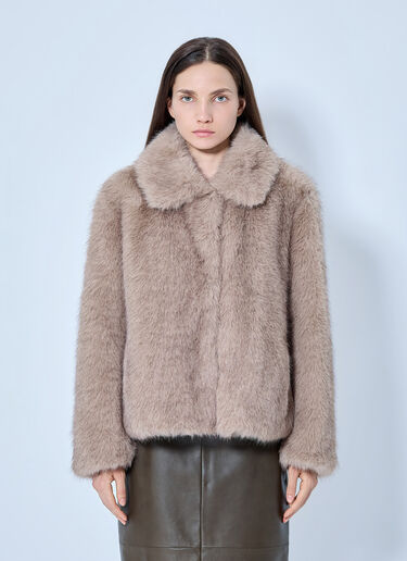 LN-CC® - Max Mara: Shawl Collar Faux Fur Jacket - Beige Max Mara Shawl Collar Faux Fur Jacket Beige max0265219