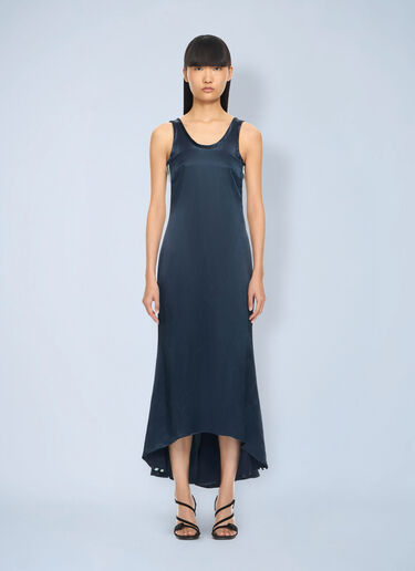 LN-CC® - Off-White: Satin Backless Midi Dress - Blue Off-White Satin Backless Midi Dress Blue ofw0264046