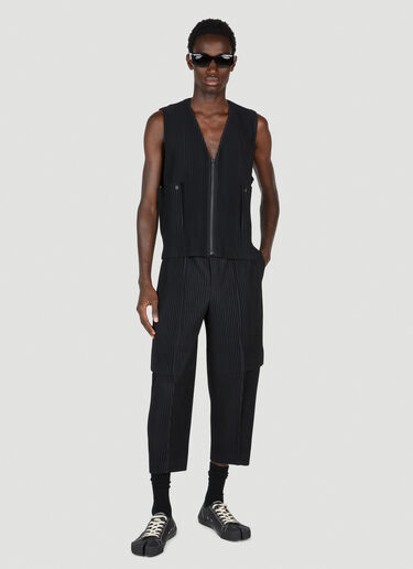 Homme Plissé Issey Miyake Pleated Zip Up Vest Black hmp0153010