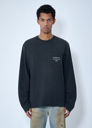 Acne Studios Long Sleeve Cotton Jersey T-Shirt Black acn0363017