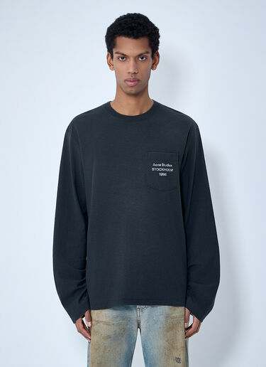 Acne Studios Long Sleeve Cotton Jersey T-Shirt Black acn0363017