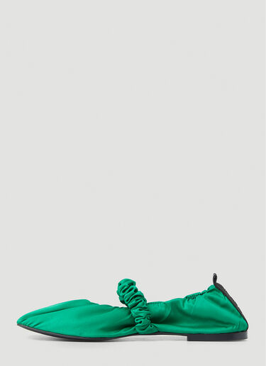GANNI 柔软方头束带 Ballerina 平底鞋 绿色 gan0251037
