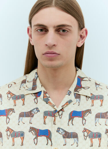 Gucci Horse Print Silk Shirt Cream guc0155044