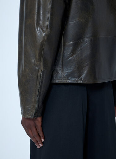 Leather Zip Jacket Lemaire Leather Zip Jacket Dark Khaki lem0164016