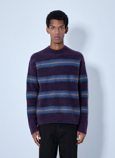 LN-CC® - Dries Van Noten: Master Boucle Stripe Jumper - Purple Dries Van Noten Master Boucle Stripe Jumper Purple dvn0165021